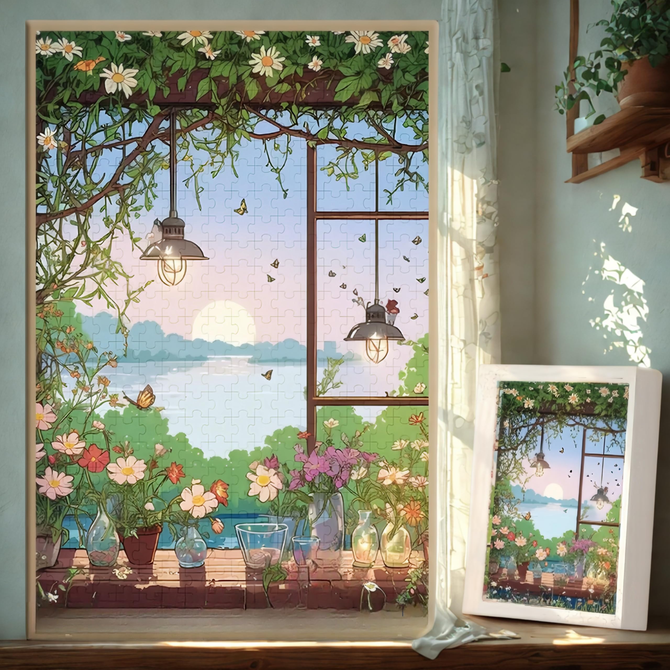Clausen 風景画 木製フレーム付き Amazon.co.jp: 癒し系ピンクタウンジグソーパズル | 1000ピース木製